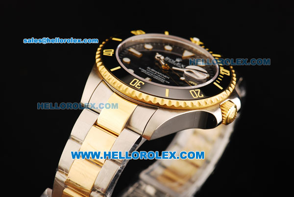 Rolex Submariner Swiss ETA 2836 Automatic Movement Steel Case with Black Ceramic Bezel and Two Tone Strap 43mm - Click Image to Close